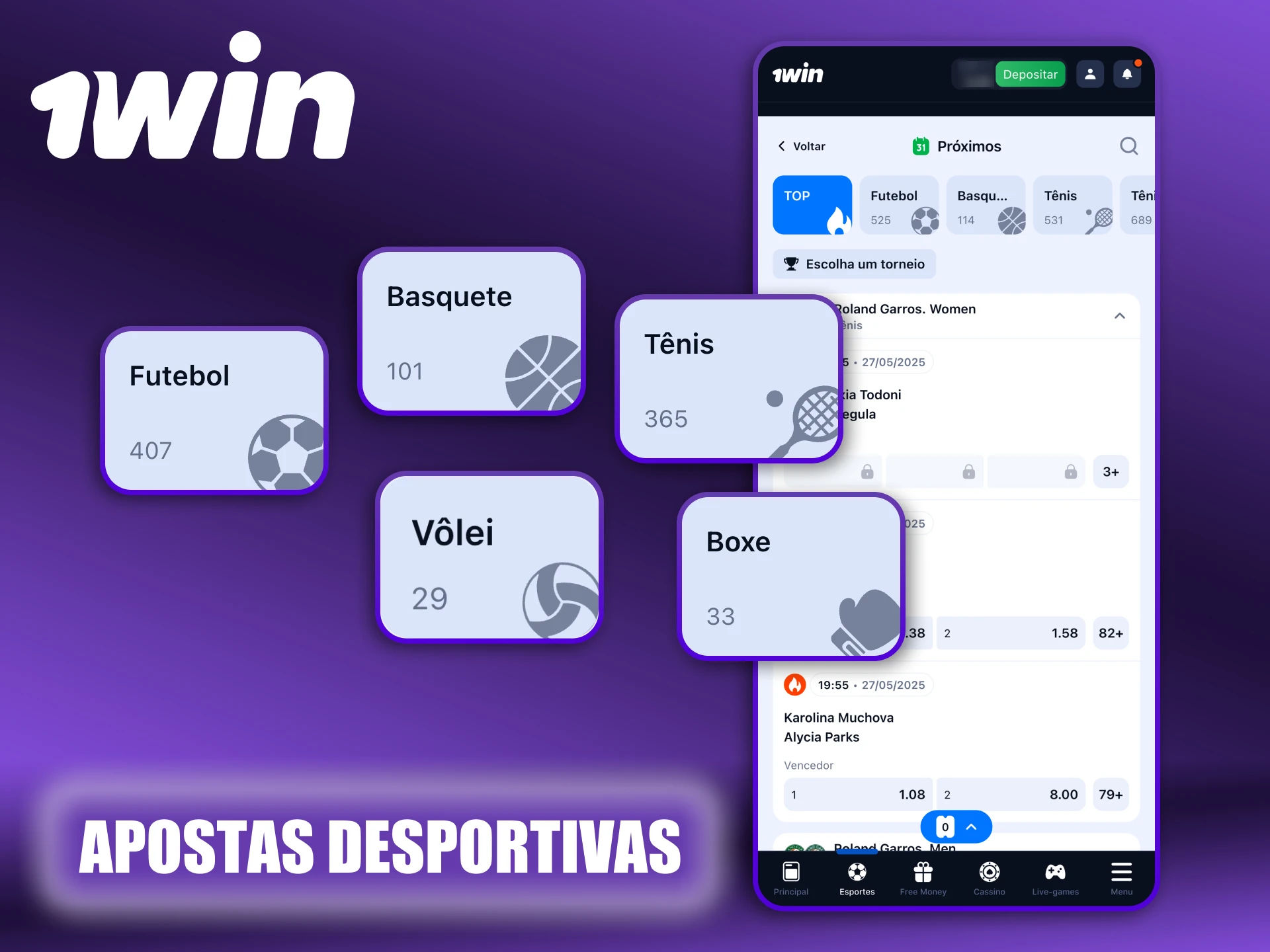 Desbloqueie a seção de grandes apostas 1Win.