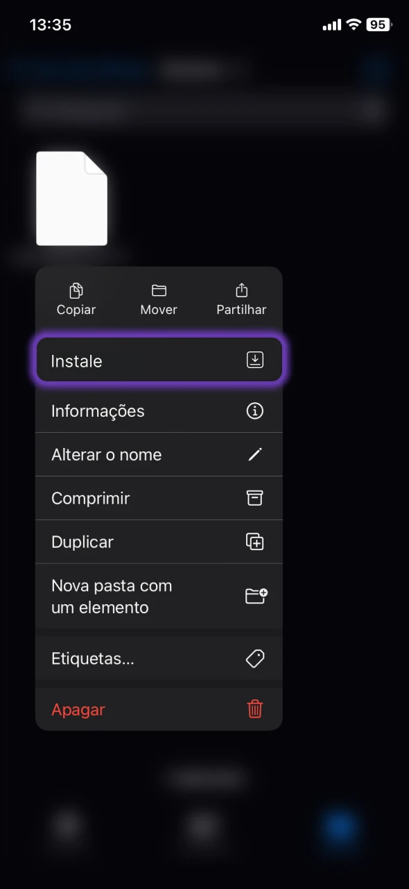 Confirme a instalação para começar a configurar o aplicativo 1Win.