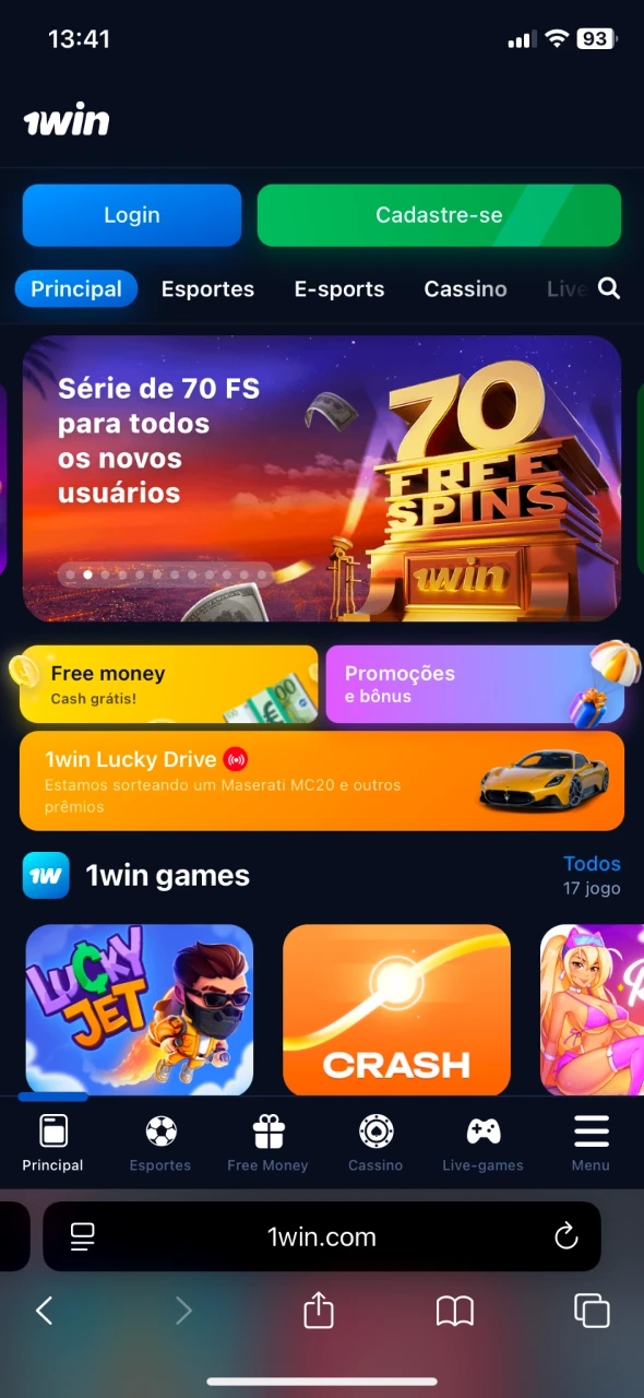 Visite o site do 1Win para acessar a página de download.