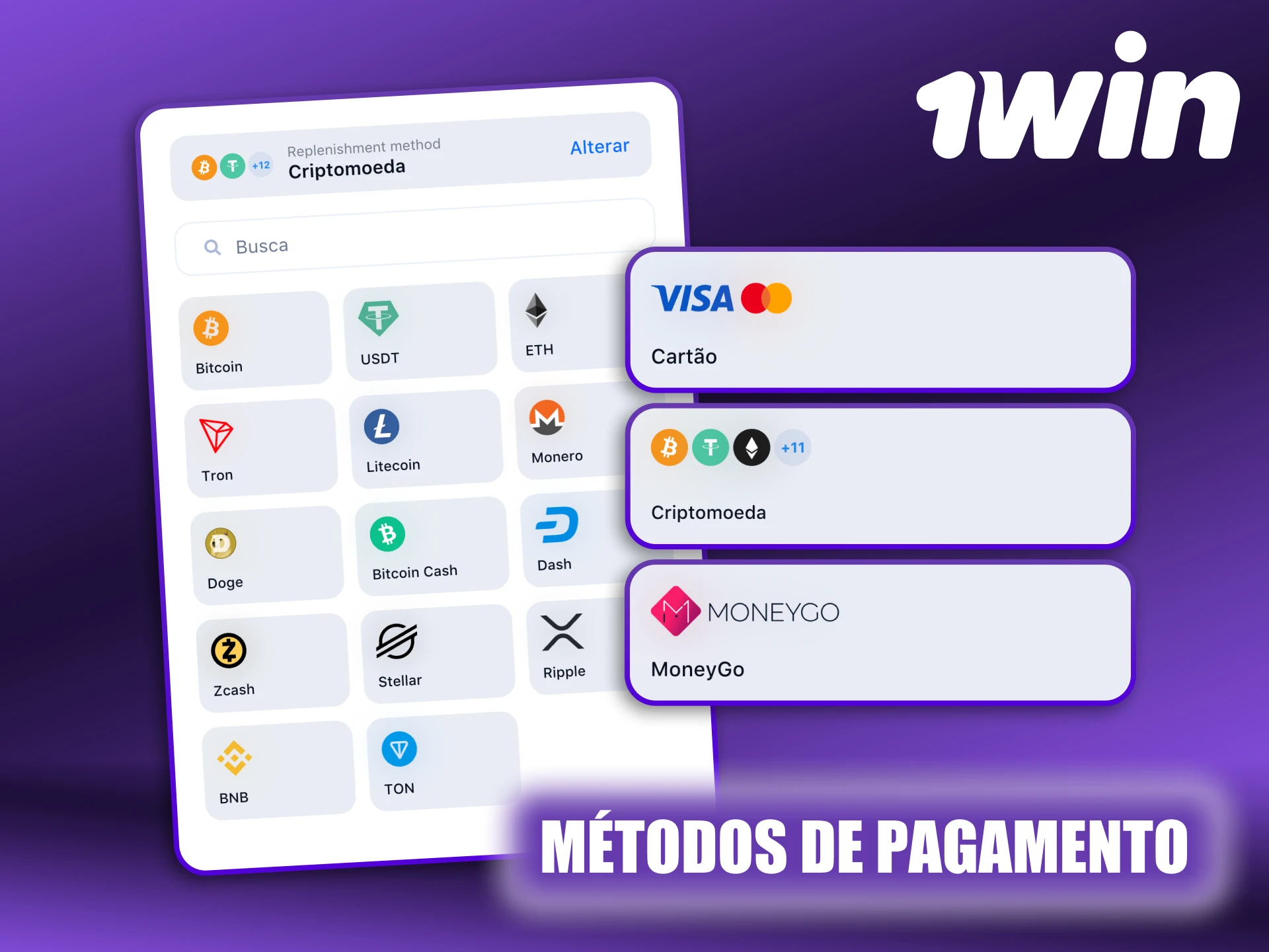 Gerencie todos os seus pagamentos diretamente pelo aplicativo 1Win.
