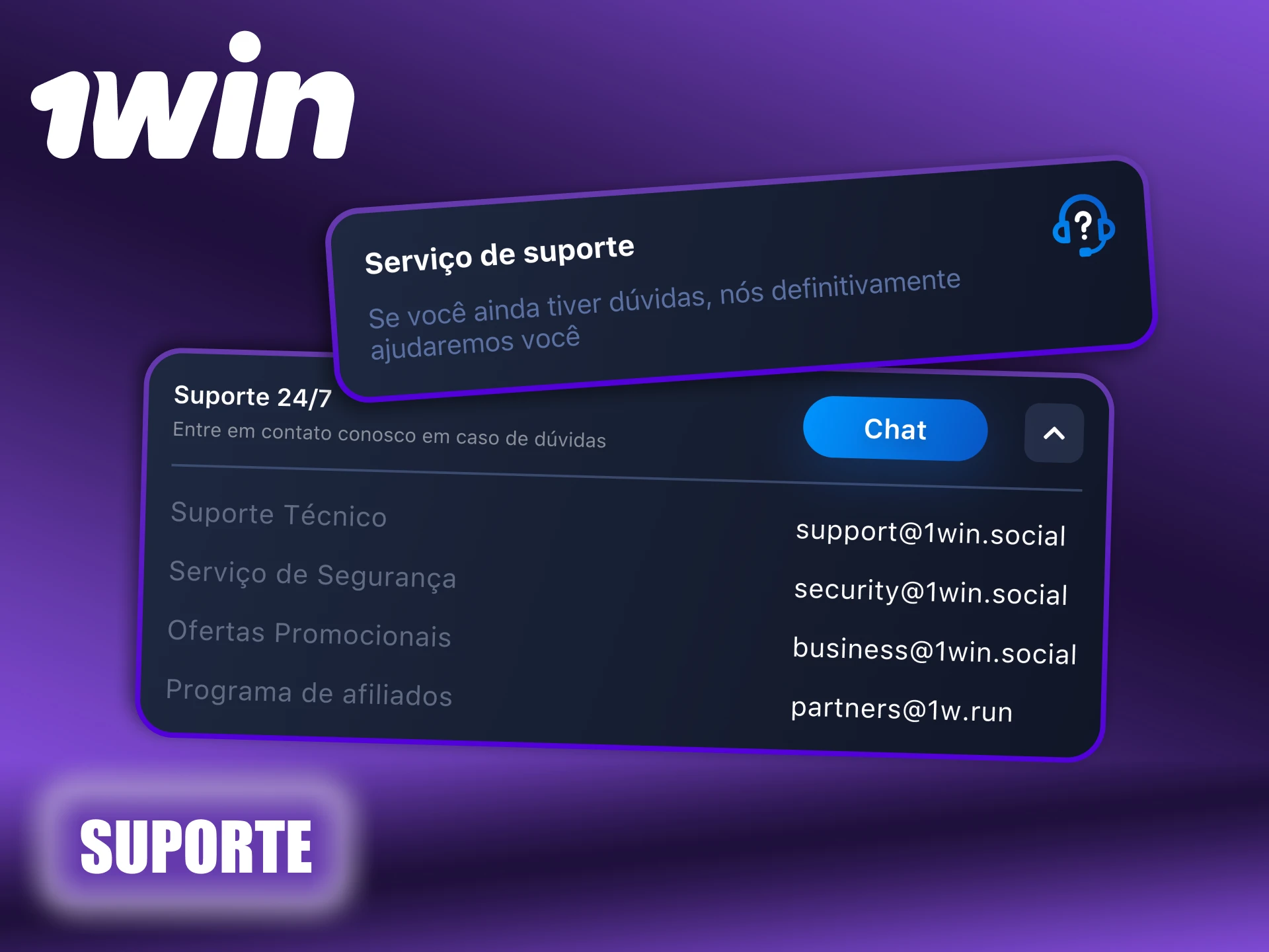 Entre em contato com o suporte do 1Win diretamente pelo aplicativo.