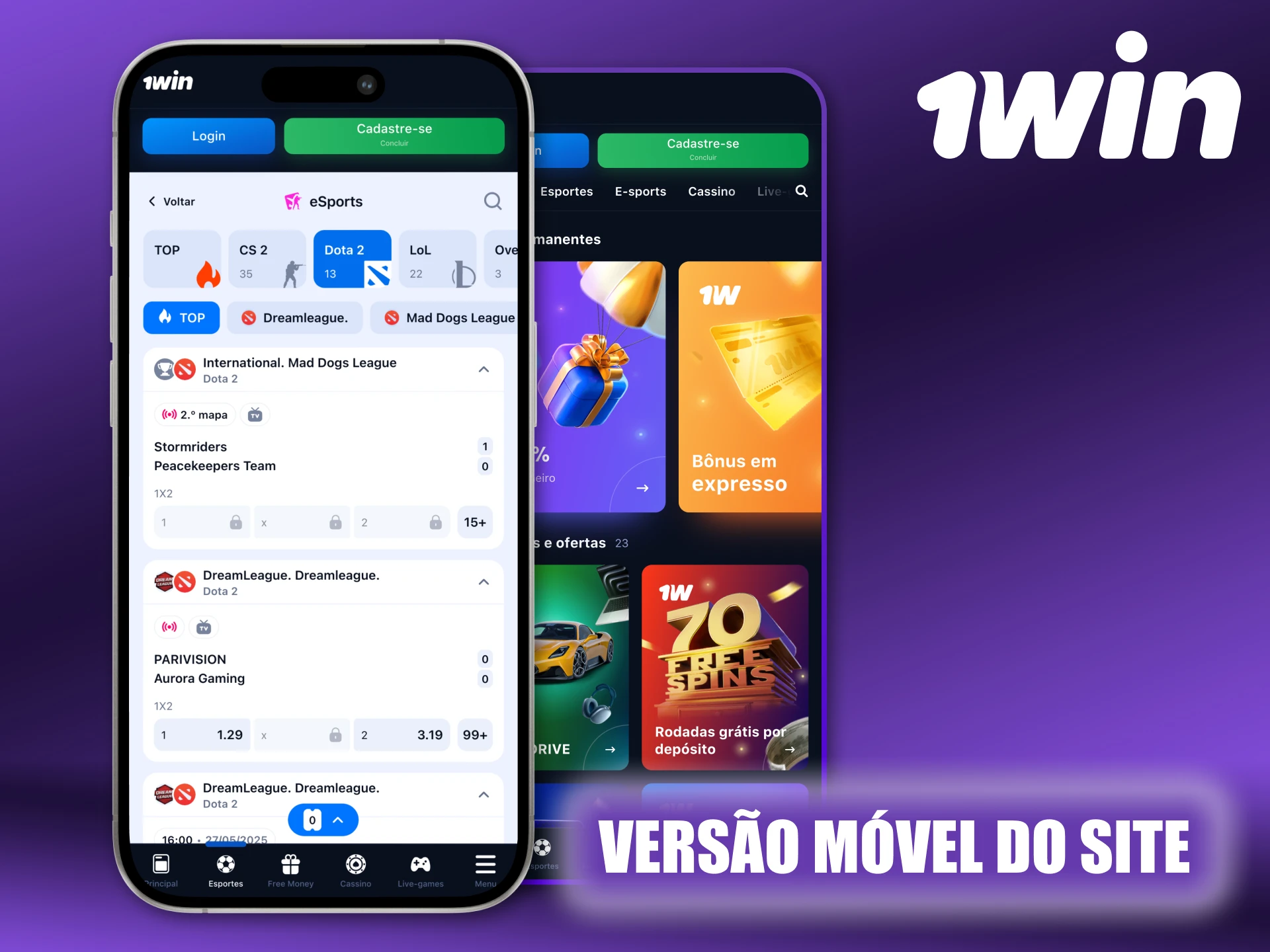 Você sempre pode usar a versão móvel do site do 1Win.