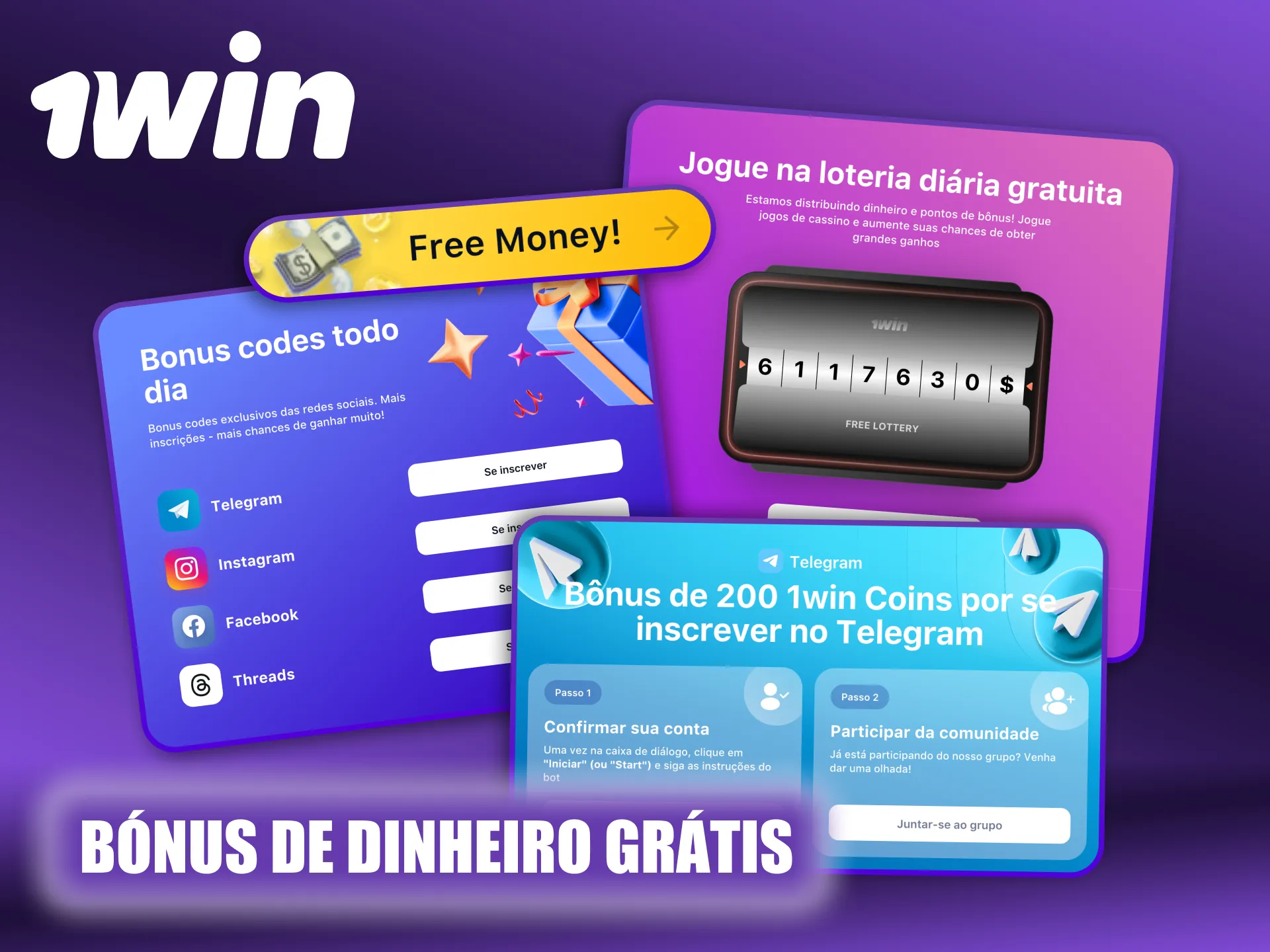 Ganhe 1Win Coins grátis só por completar tarefas simples.