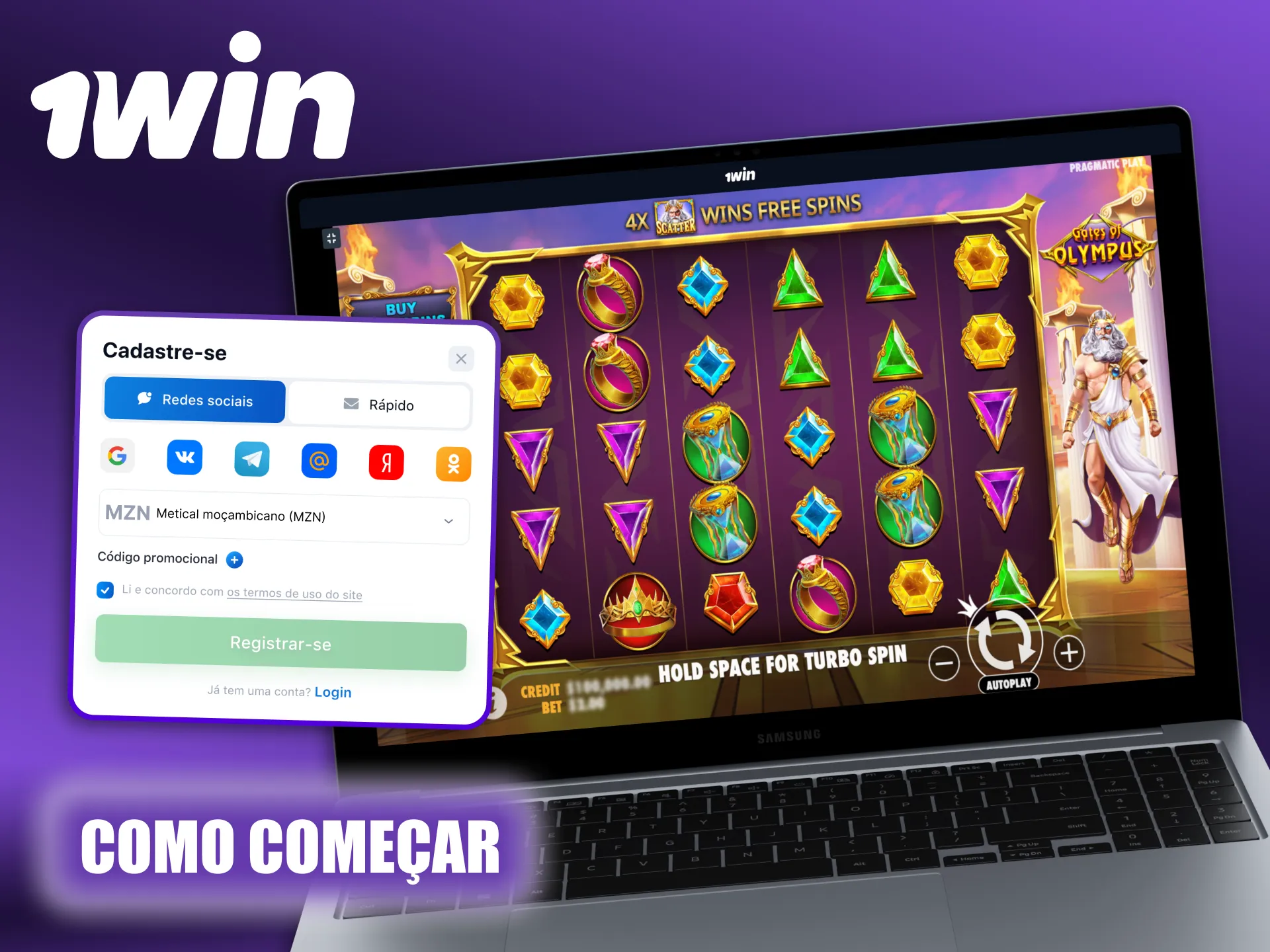 Comece a jogar facilmente nas slots do casino 1Win.