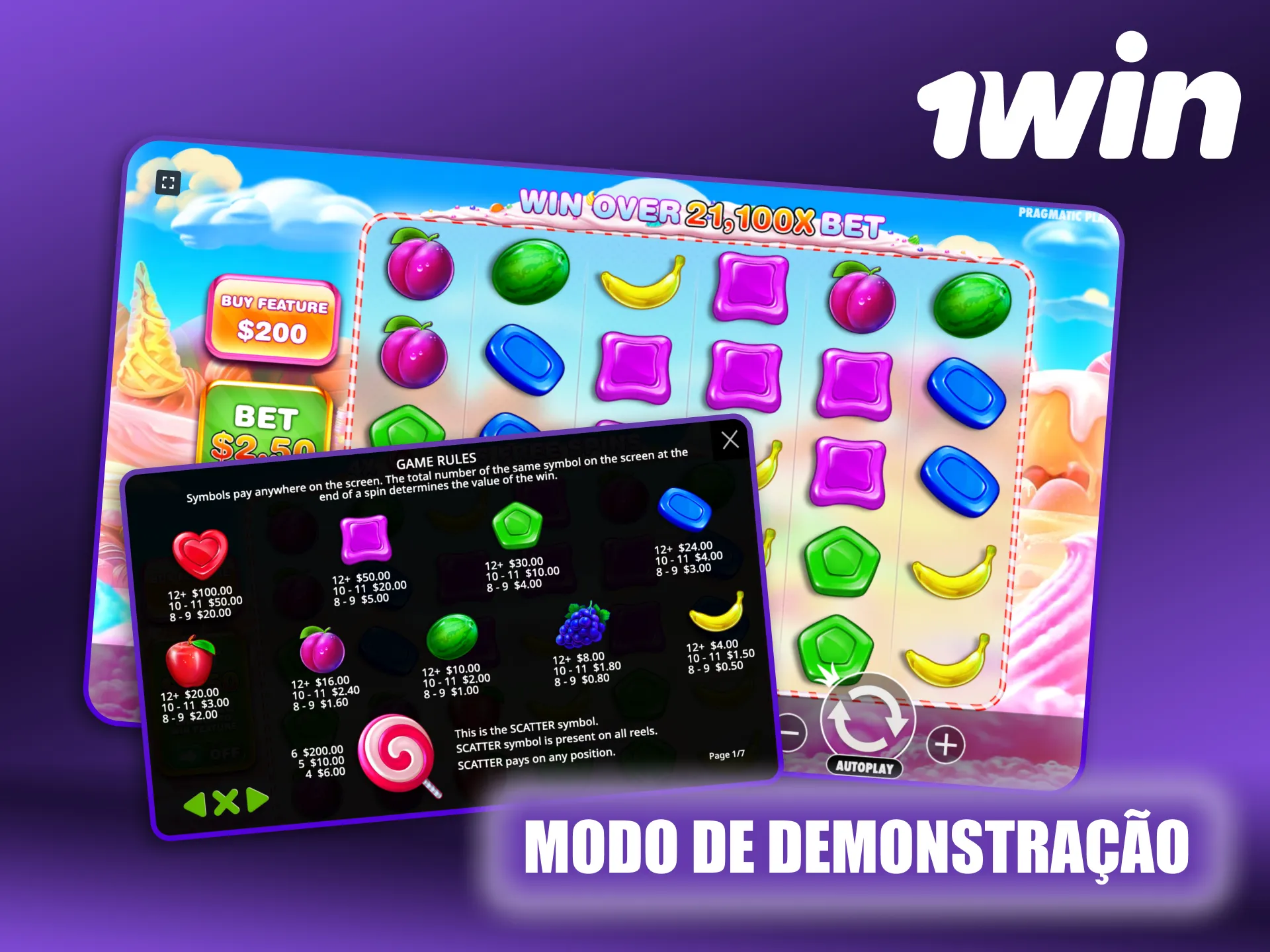 Experimente o modo de demonstração das slots de casino 1Win.