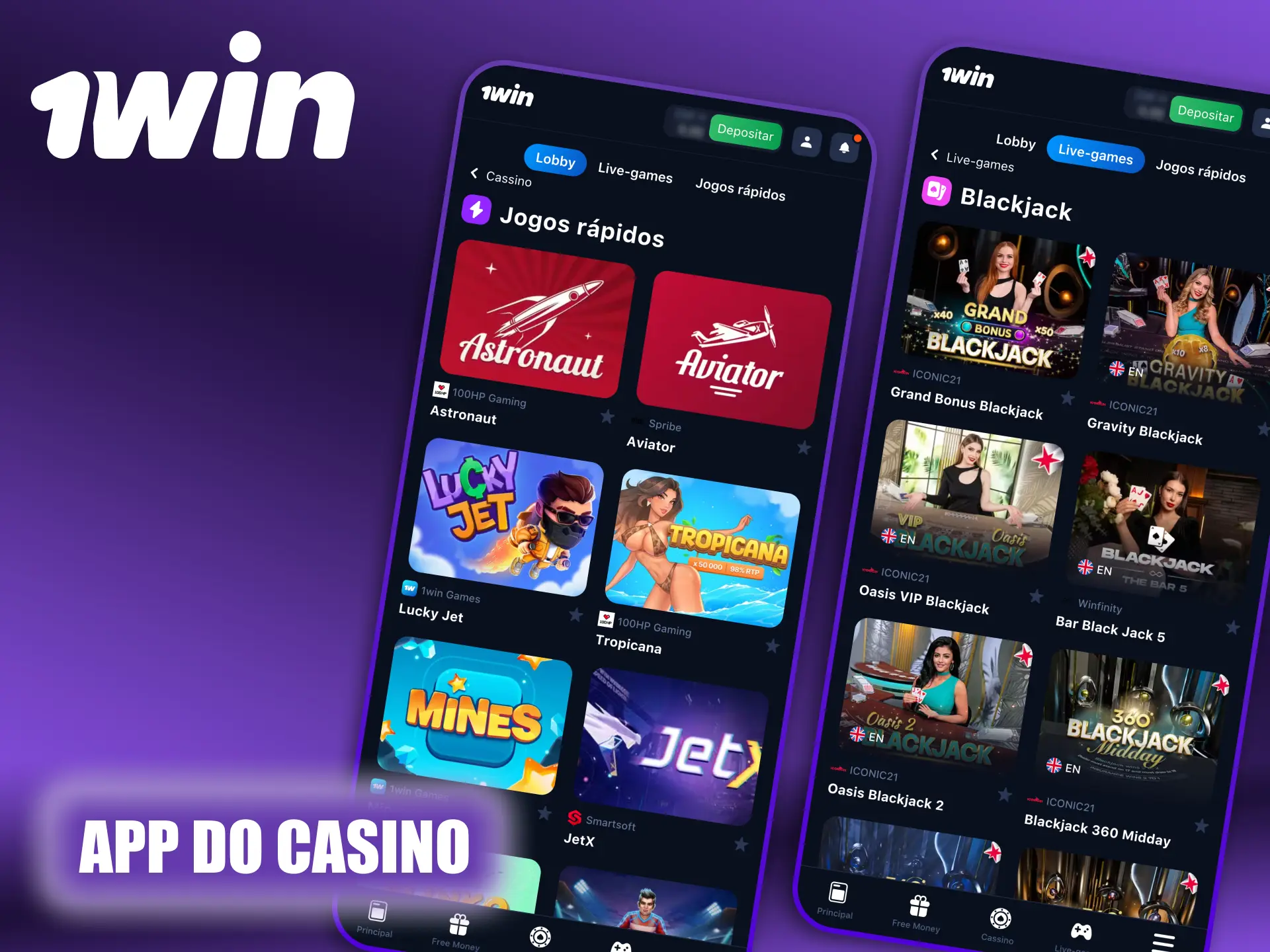 Jogue os seus jogos de casino 1Win favoritos com a aplicação oficial.