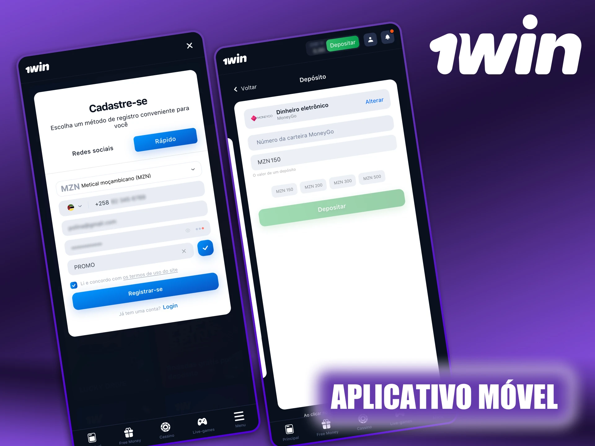 Utilize os benefícios do código de bónus na aplicação 1Win.
