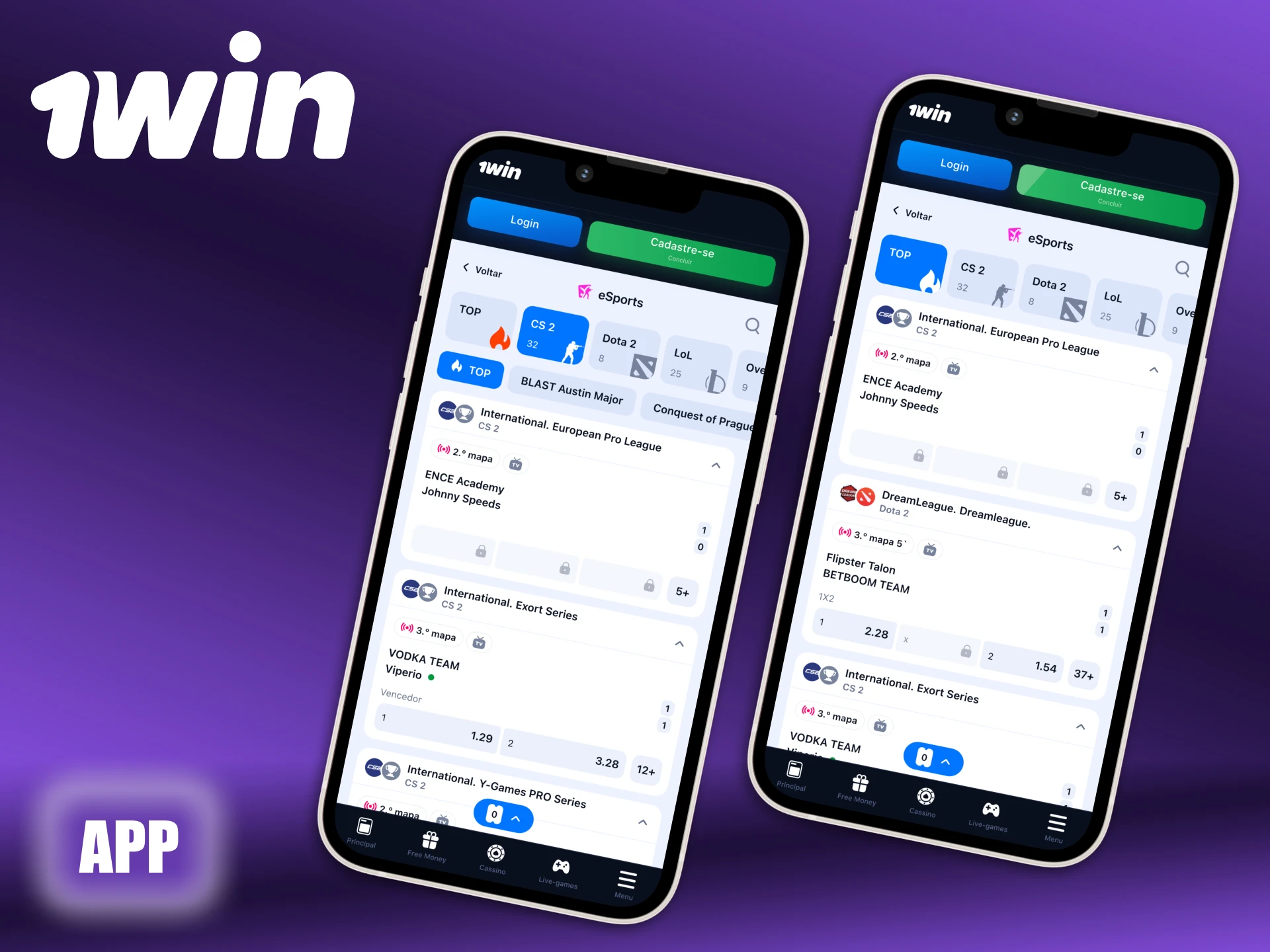 Aposte nos eSports no seu telemóvel instalando a aplicação 1Win.