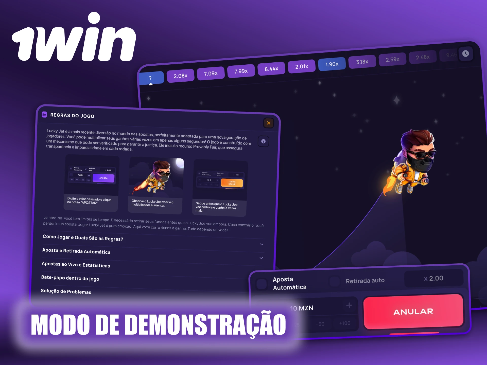 Experimente o 1Win Lucky Jet no modo de demonstração.