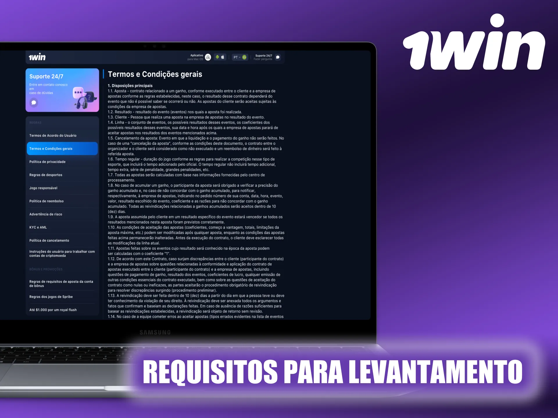 Siga algumas regras simples para levantar dinheiro no 1Win.