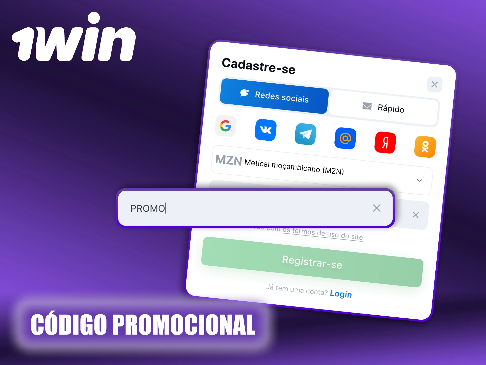Use o código promocional do 1Win para obter prêmios extras.