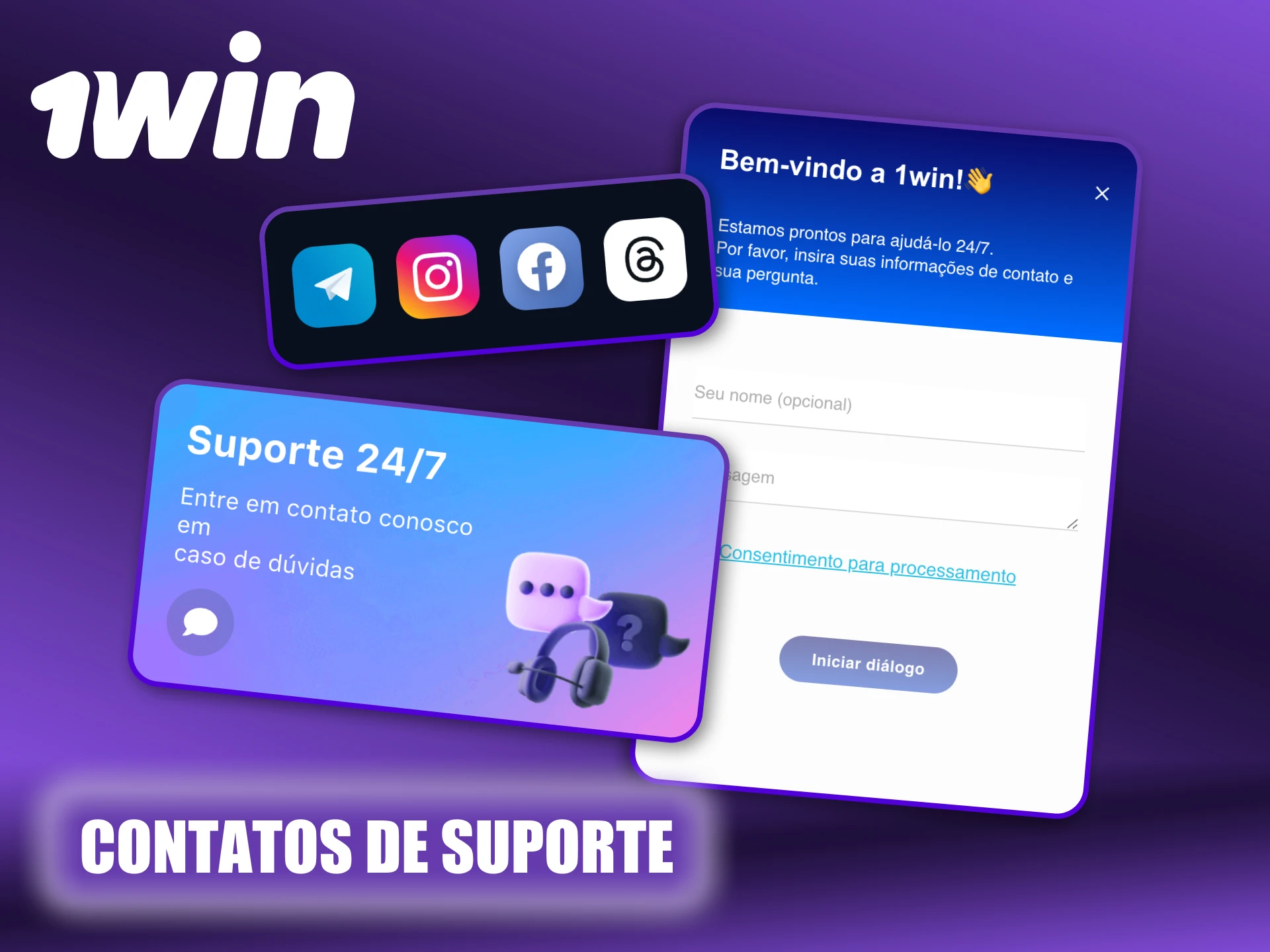 Entre em contato com o suporte do 1Win se precisar de ajuda.