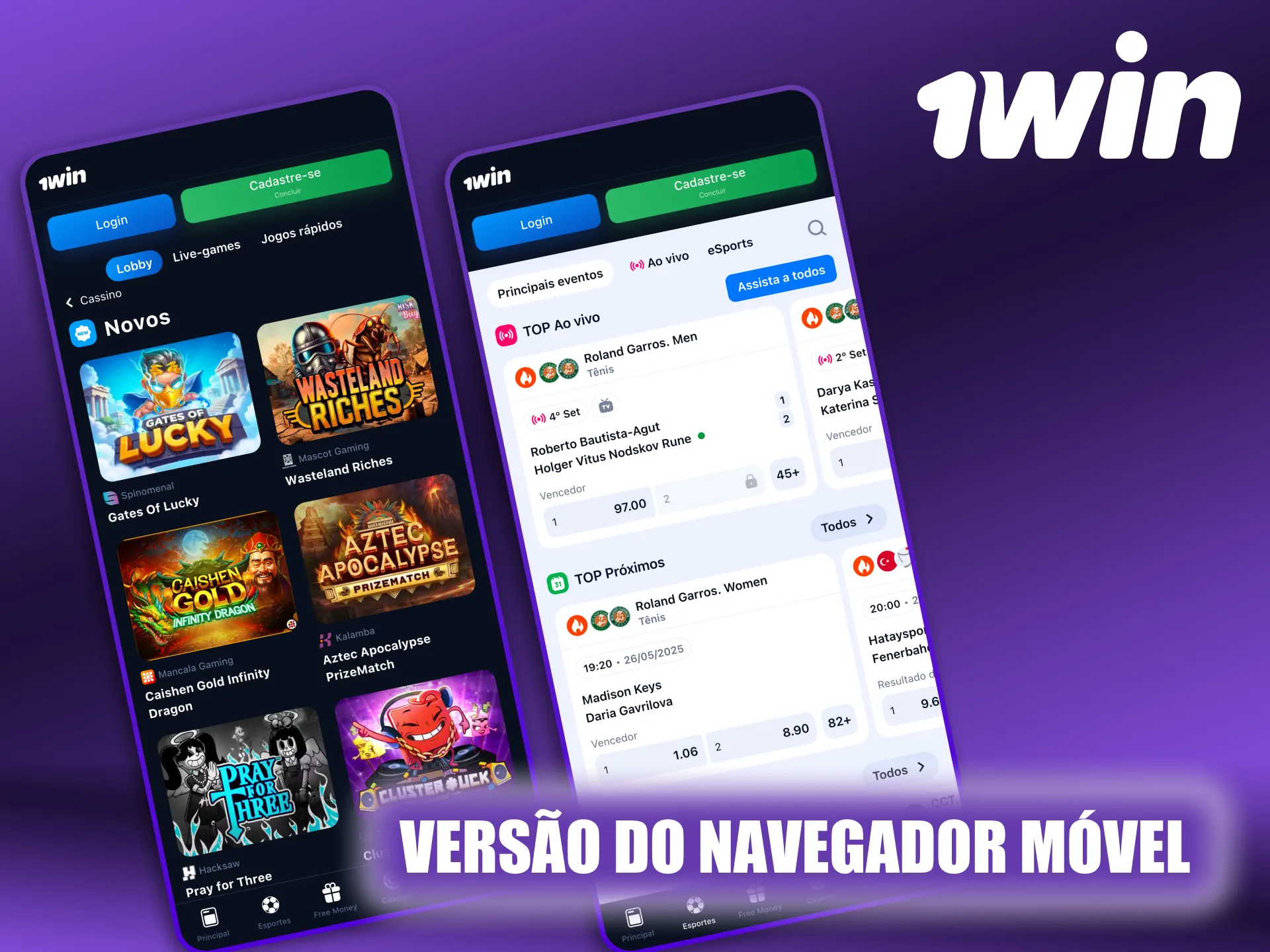 O site móvel do 1Win oferece as mesmas opções.