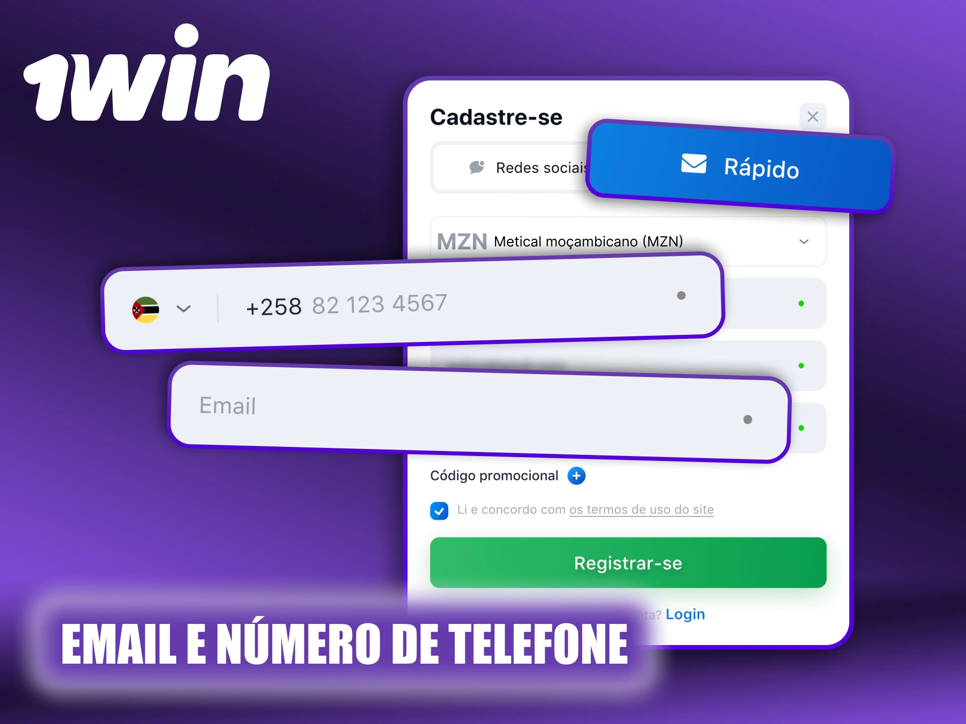 Para começar a usar o 1Win, você precisa criar uma conta.