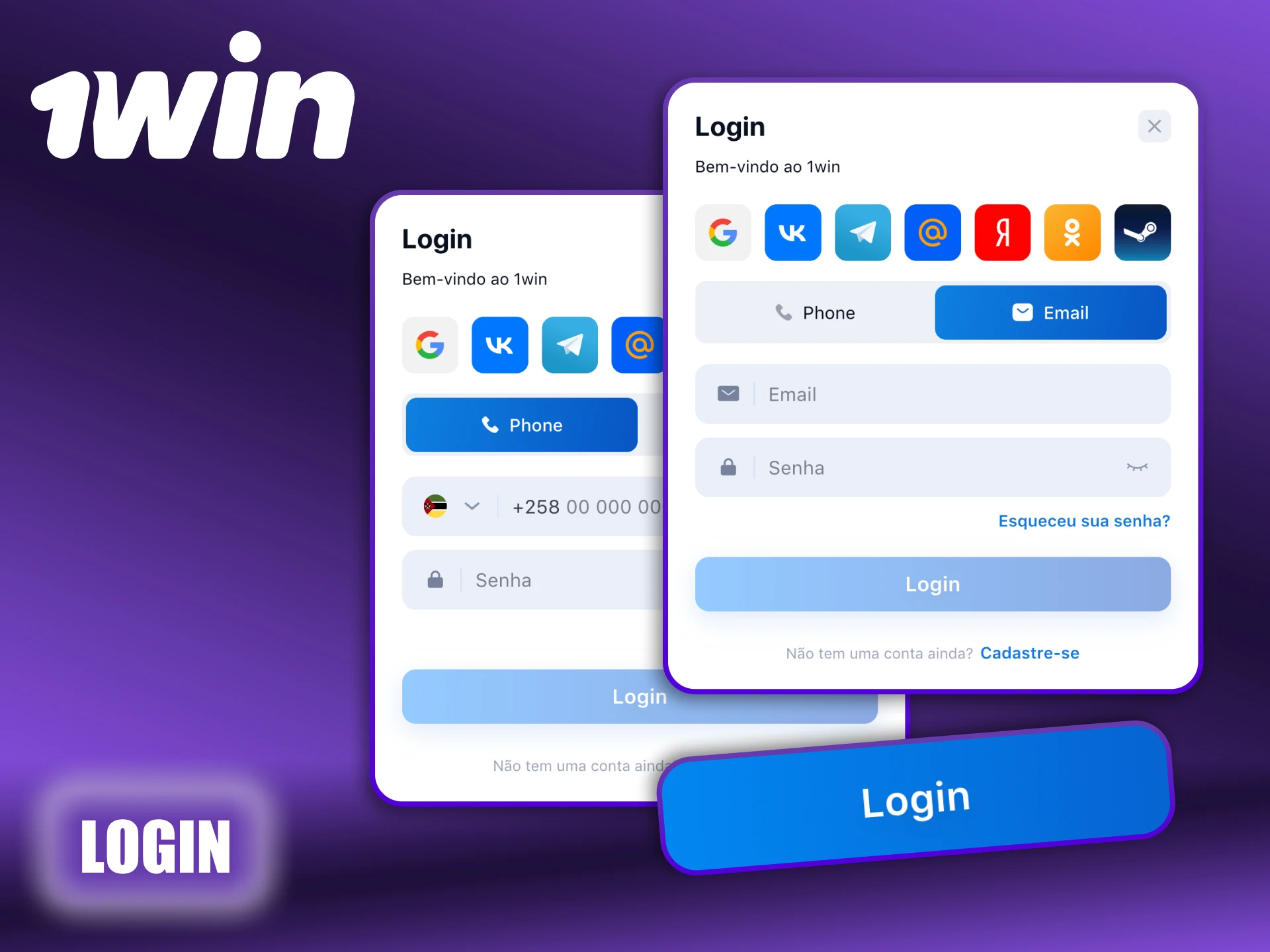 Pode iniciar sessão rapidamente e começar a jogar no 1Win.
