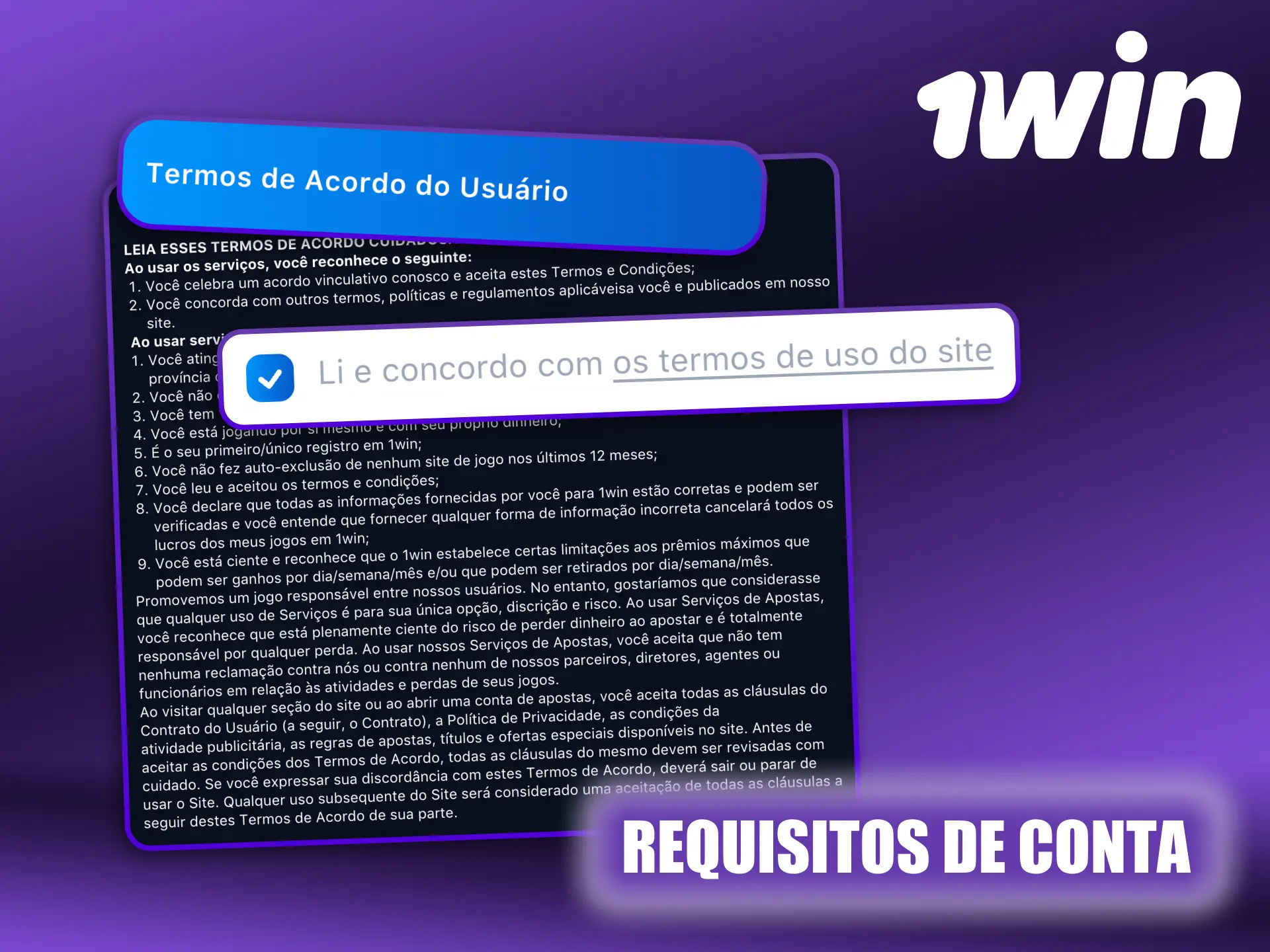 Tens de seguir algumas regras importantes do 1Win.