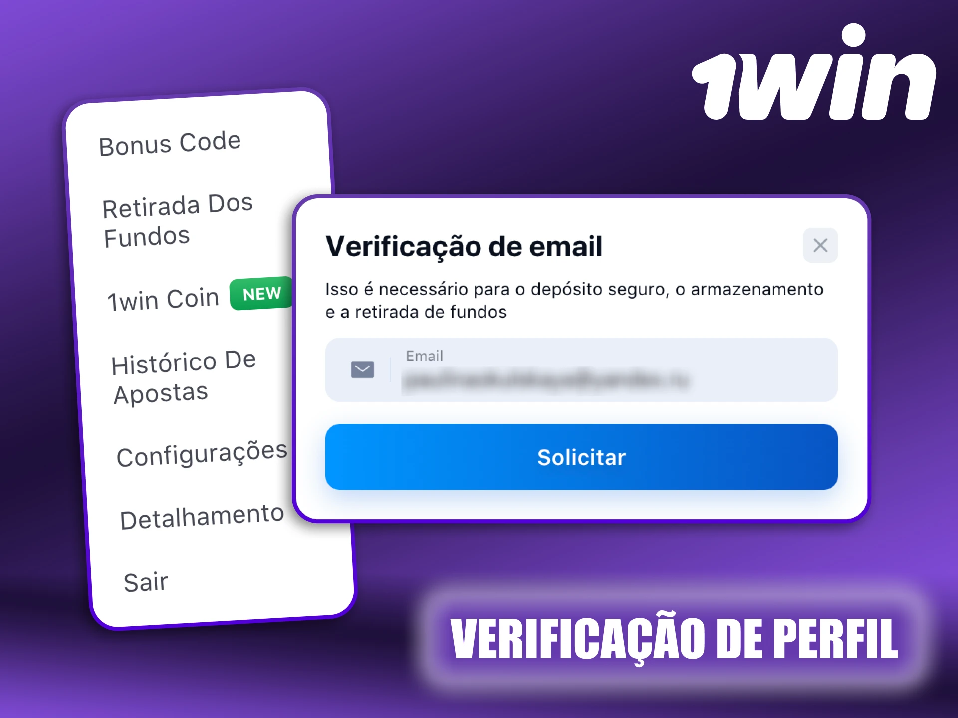 A verificação pode ser solicitada na plataforma 1Win.