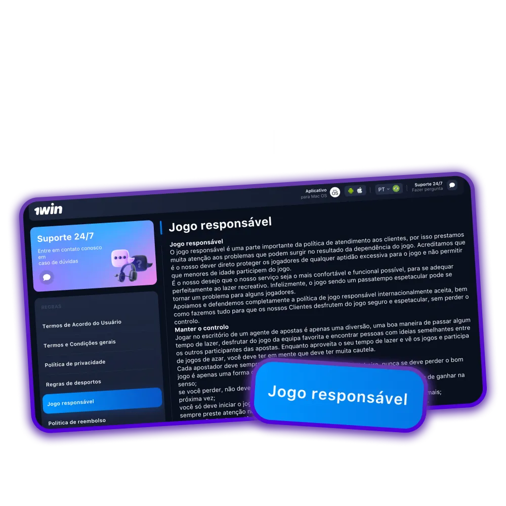 A plataforma 1Win promove ativamente o jogo responsável.